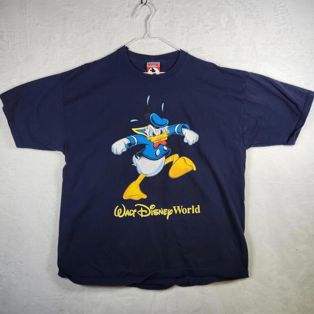 Vintage Walt Disney World Donald Duck Tshirt Blue Short Sleeve USA Size‎ Large